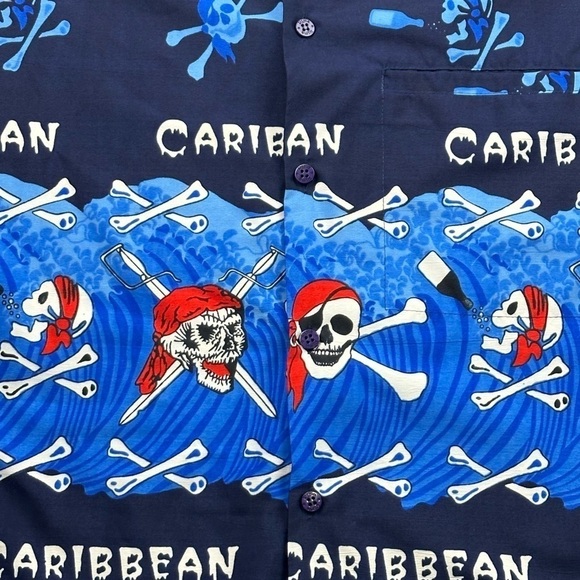 Rima Caribbean Pirate Hawaiian Shirt Size M - Picture 2 of 6